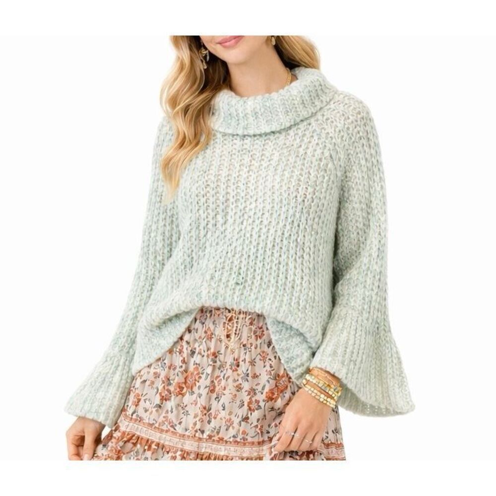 Anthropologie Maeve Dionne chunky knit mint sweater large